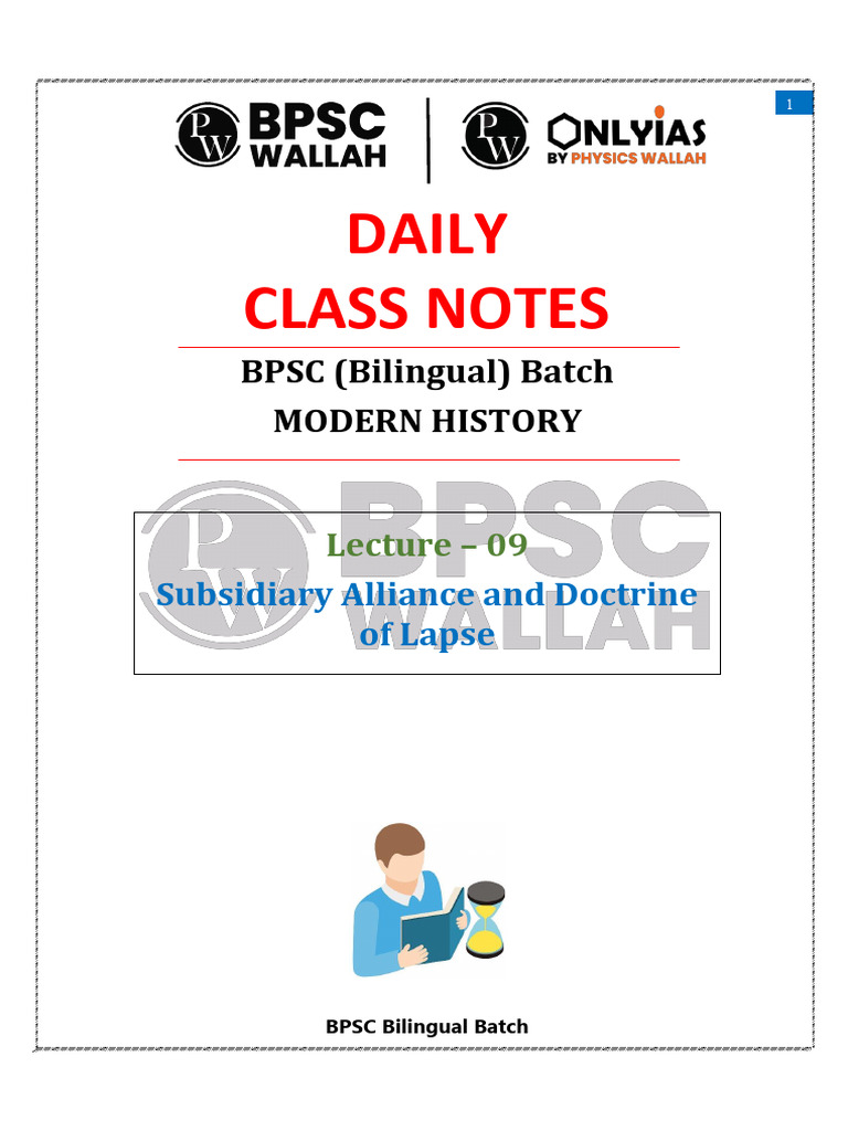 Modern History 09 - Daily Class Notes (English) | PDF | British India
