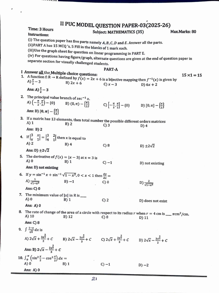 Model Paper 3 | PDF