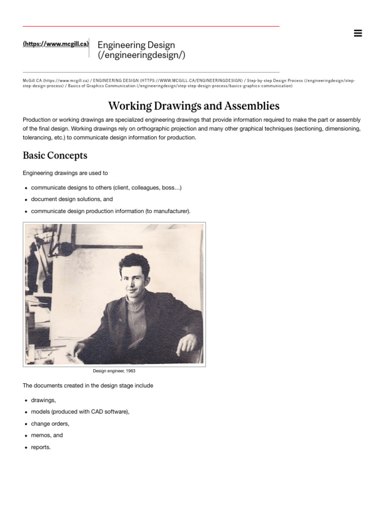 Working Drawings and Assemblies Engineering Design - McGill University ...