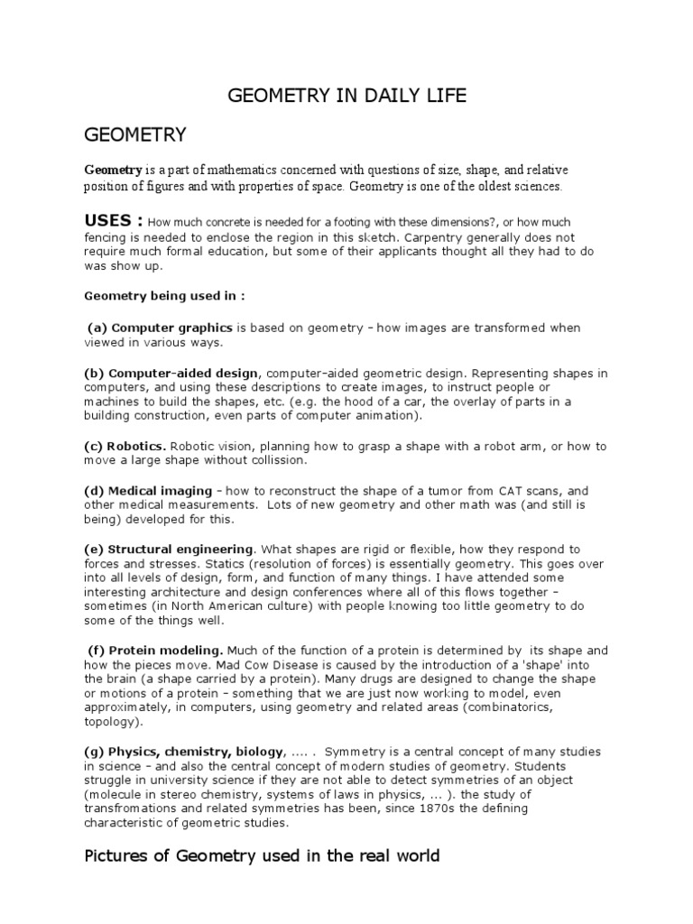 Geometry in Real Life PDF Area Shape