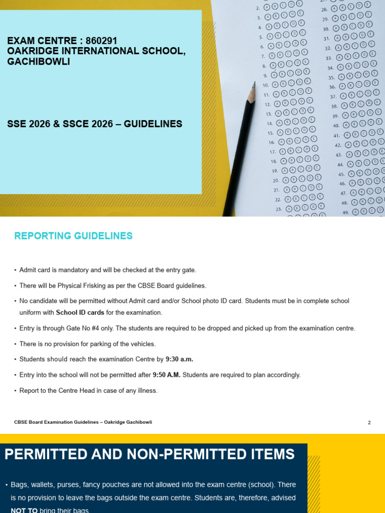 SSE & SSCE 2026 Exam Centre Guidelines | PDF