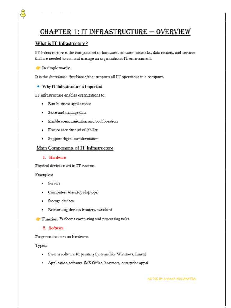 IT Infrastructure Overview Notes | PDF | Computer Network | Cloud Computing