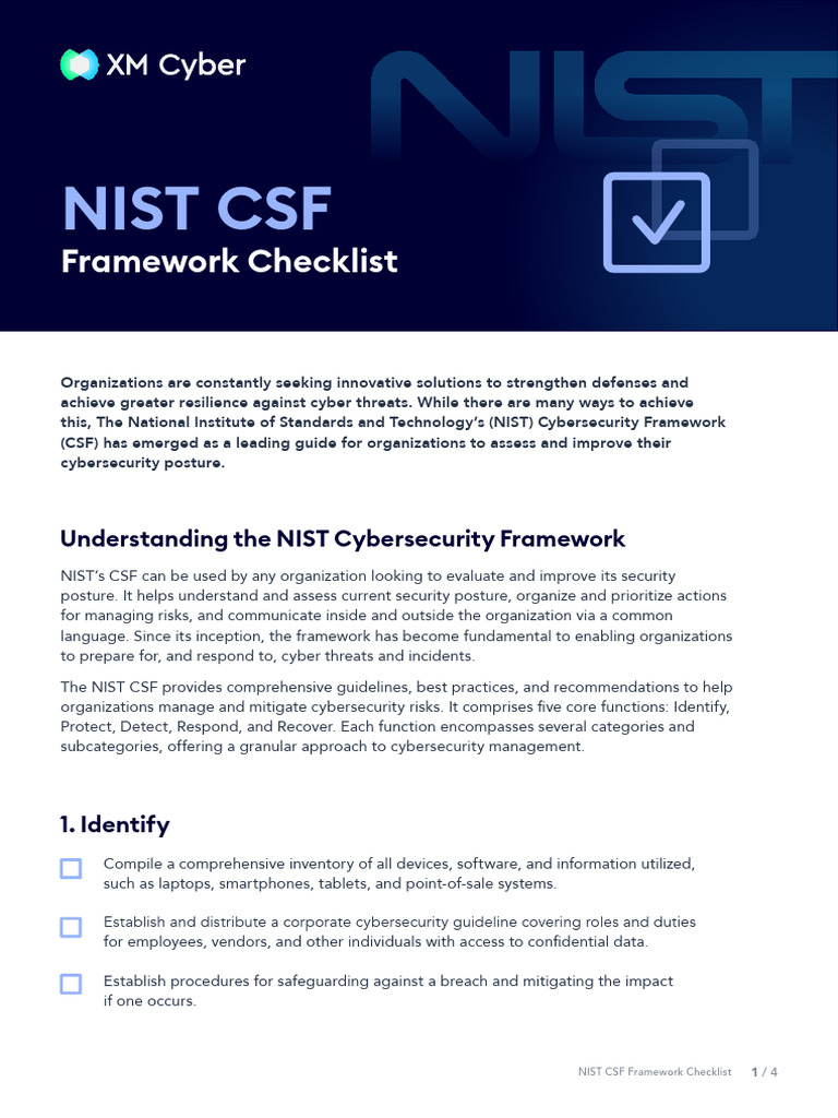 XM Cyber - NIST CSF Checklist v.6 | PDF | Computer Security | Security