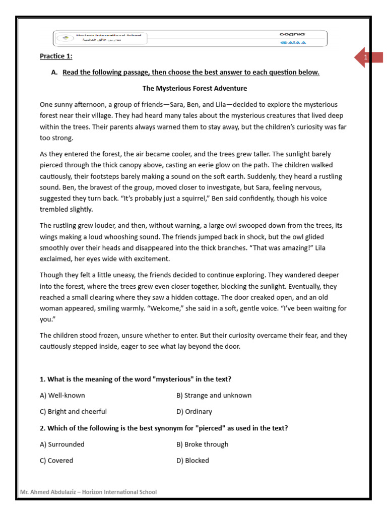 Practice 1 Grade 6 | PDF