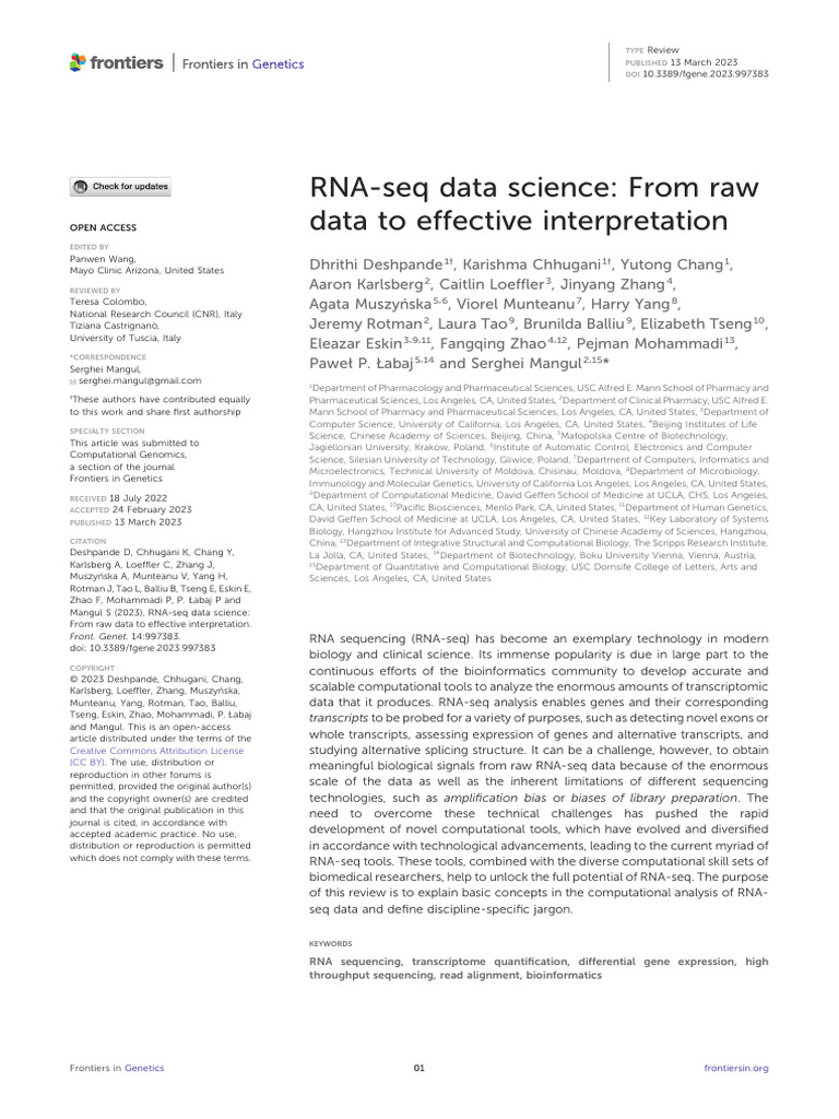 Deshpande RNA Seq | PDF | Dna Sequencing | Alternative Splicing