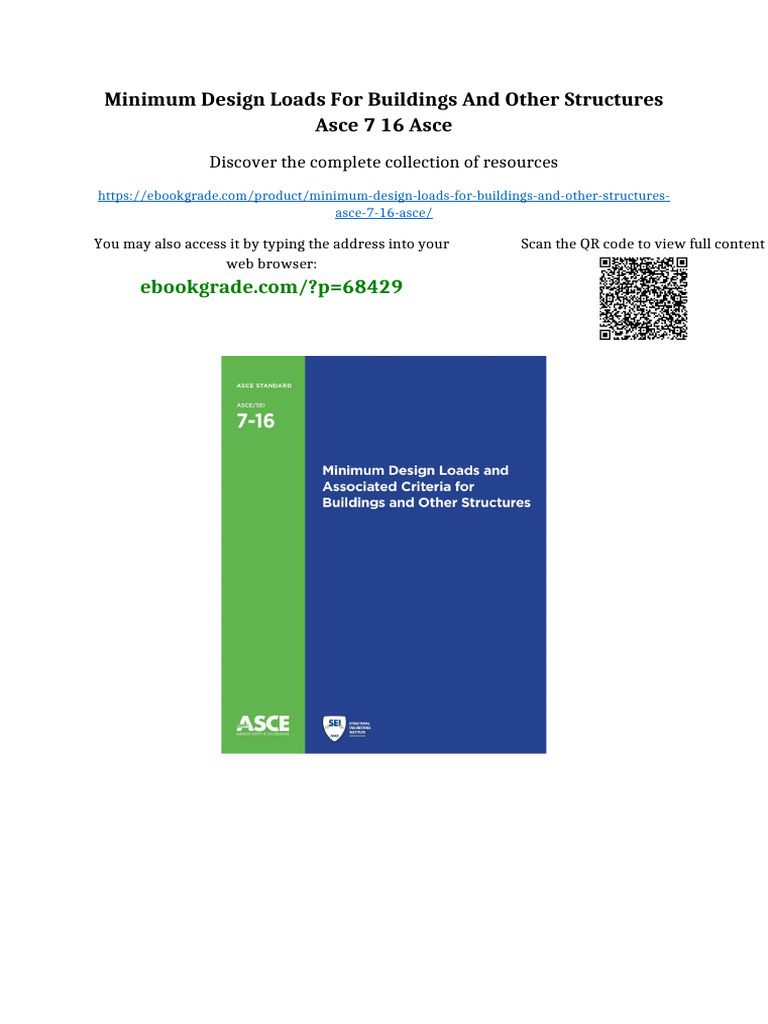 Minimum Design Loads For Buildings and Other Structures ASCE 7 16 ASCE ...