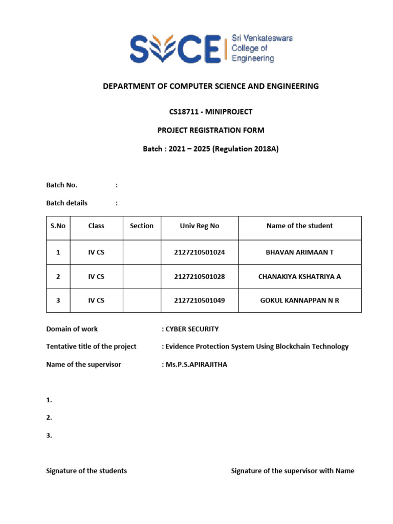 CS18711 Project Registration PDF | PDF