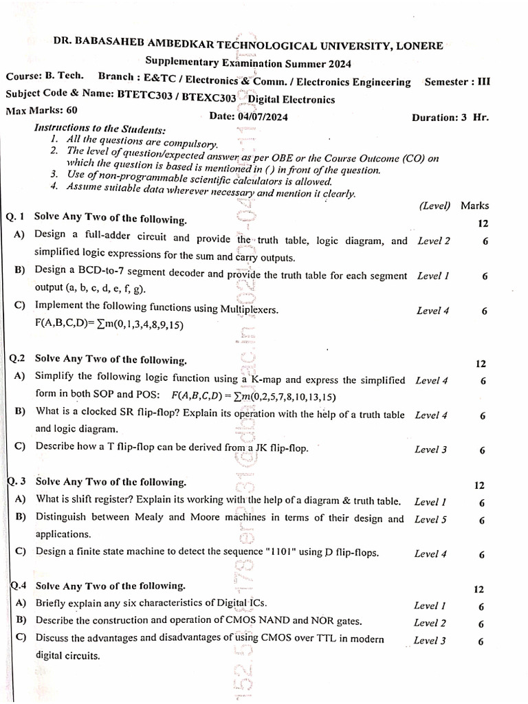 Digital Question Paper 2023-24 ALL | PDF