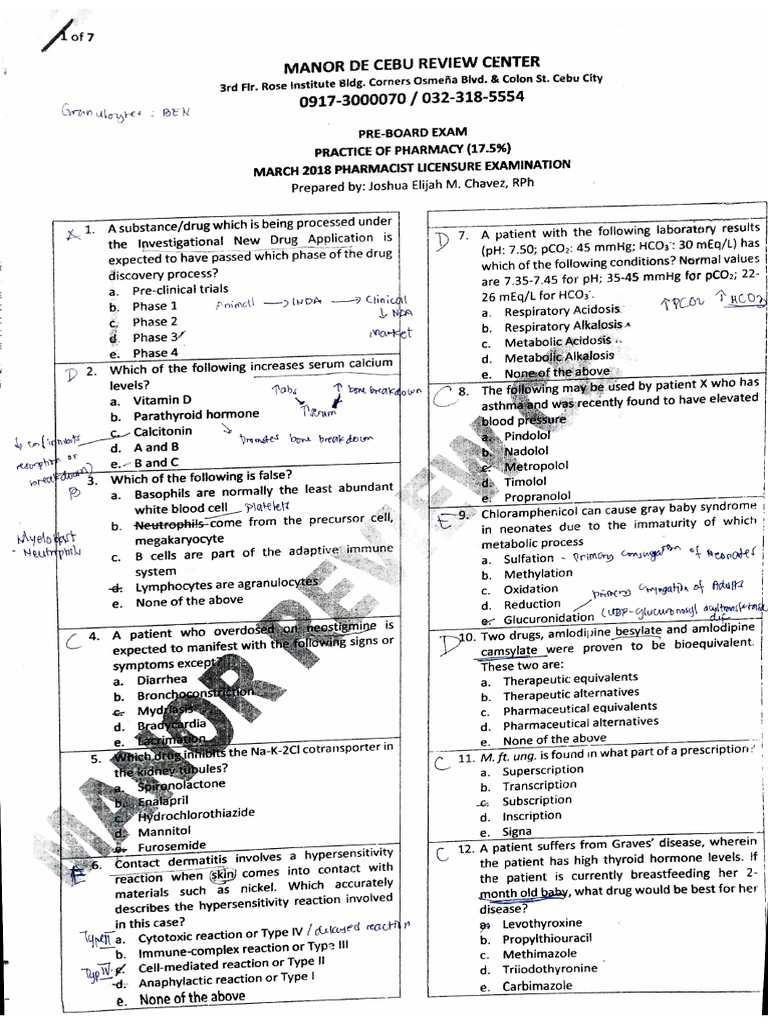 Practice of Pharma - Preboards | PDF