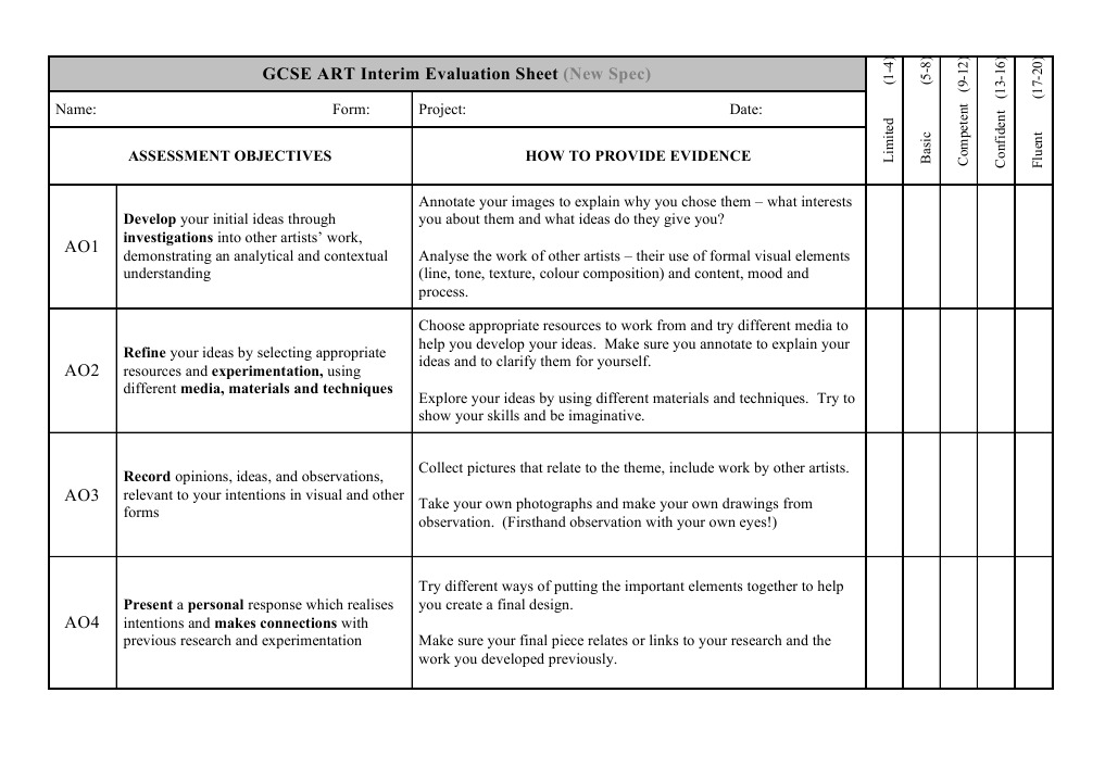 GCSE Art Interim Evaluation Guide | PDF