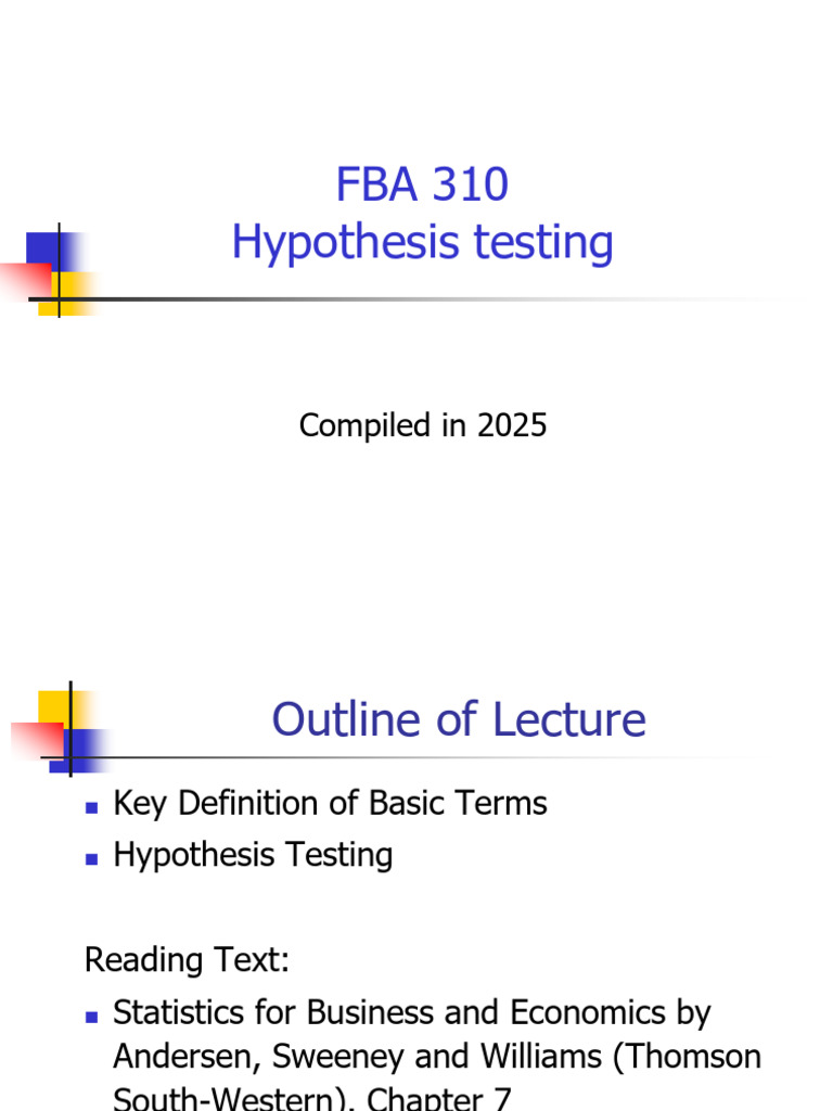 FBA 310 Hypothesis Testing | PDF | Chi Squared Test | Analysis Of Variance