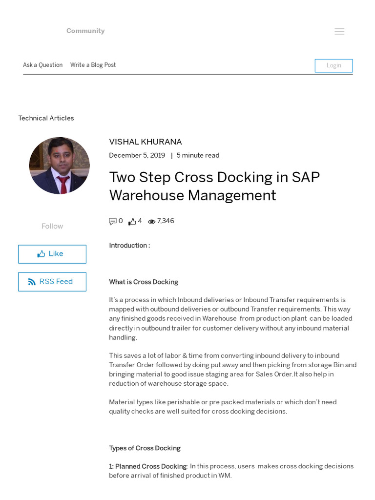 Two Step Cross Docking in SAP Warehouse Management - SAP Blogs | PDF ...