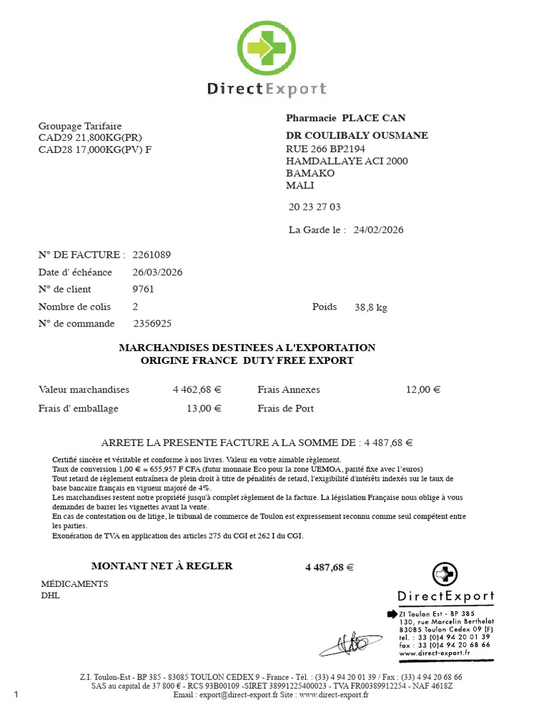 Facture Direct Export-1 | PDF | Invoice | Currency