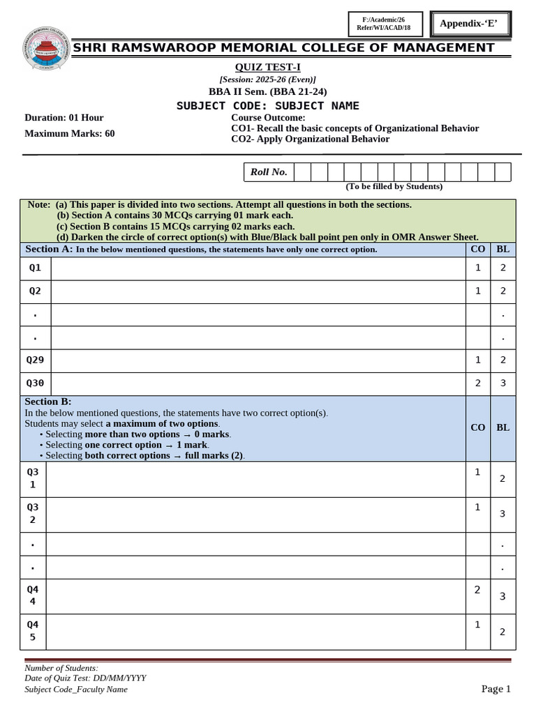 69 - ION - 10 February 2026 - Appendix-E - Quiz Test - QP - MCQ ...