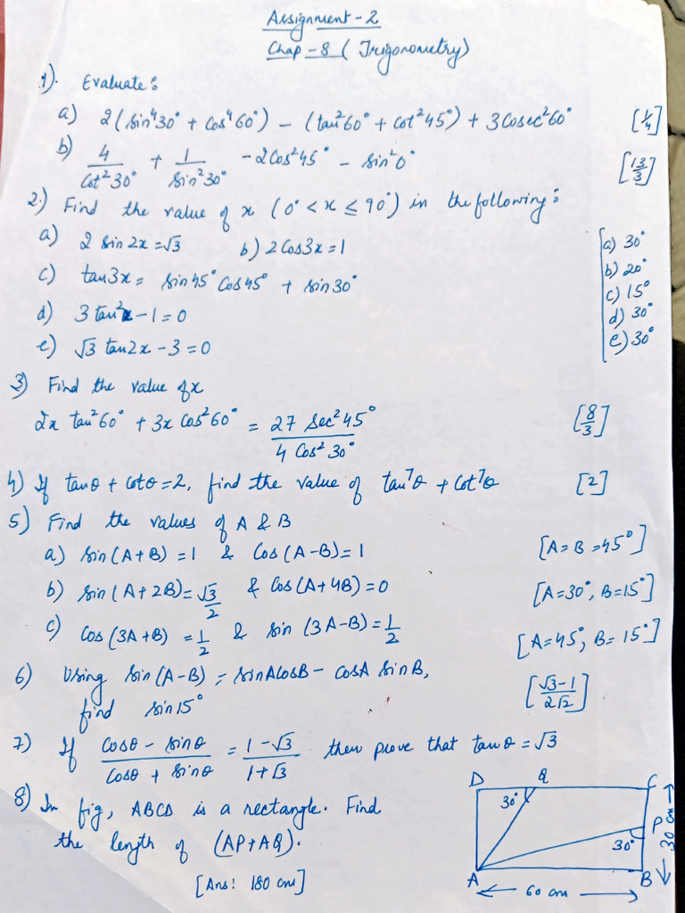 Assignment2 Trigonometry | PDF