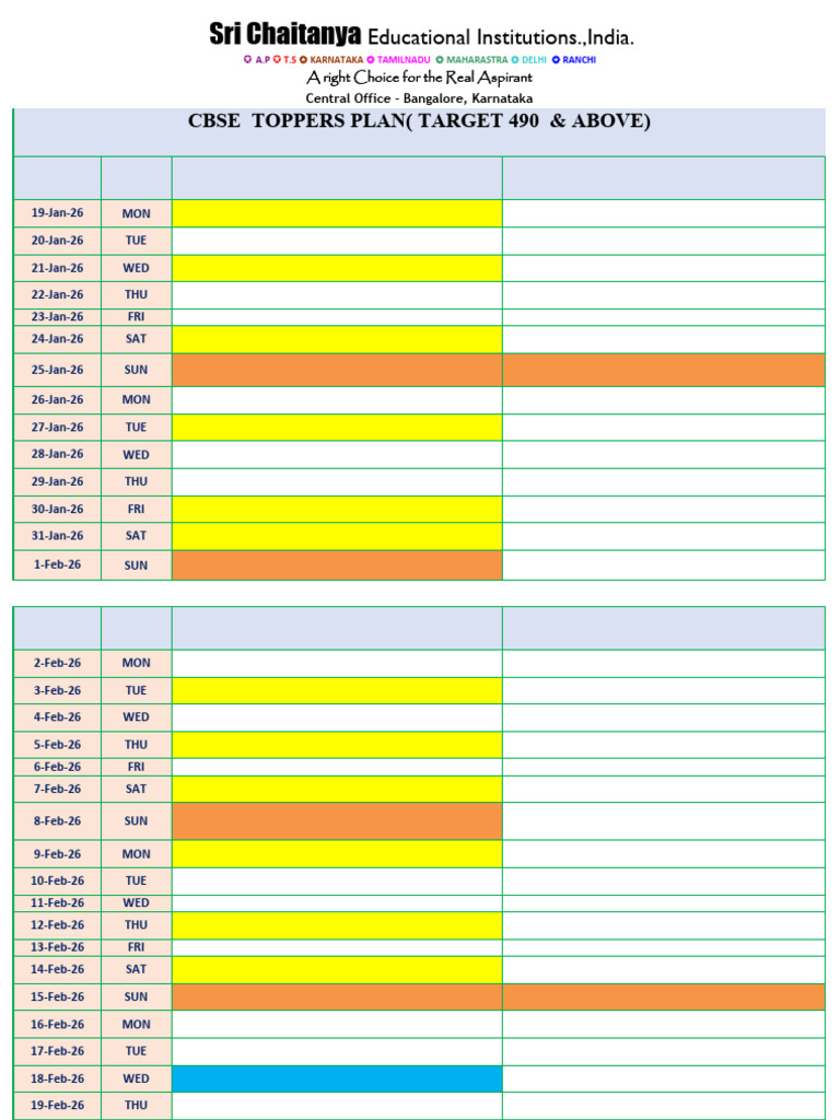 2025 26 Class 12 Cbse Topper 490+ Working & Examination Schedule-1 ...