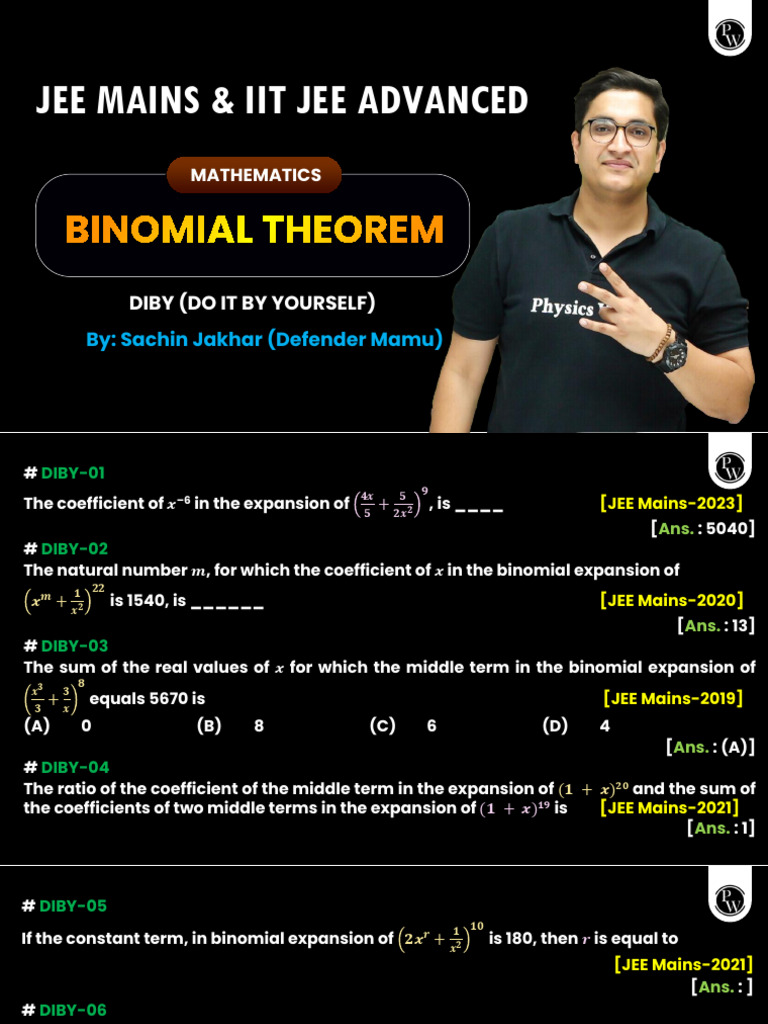 Binomial Theorem DIBY | PDF | Rational Number | Numbers