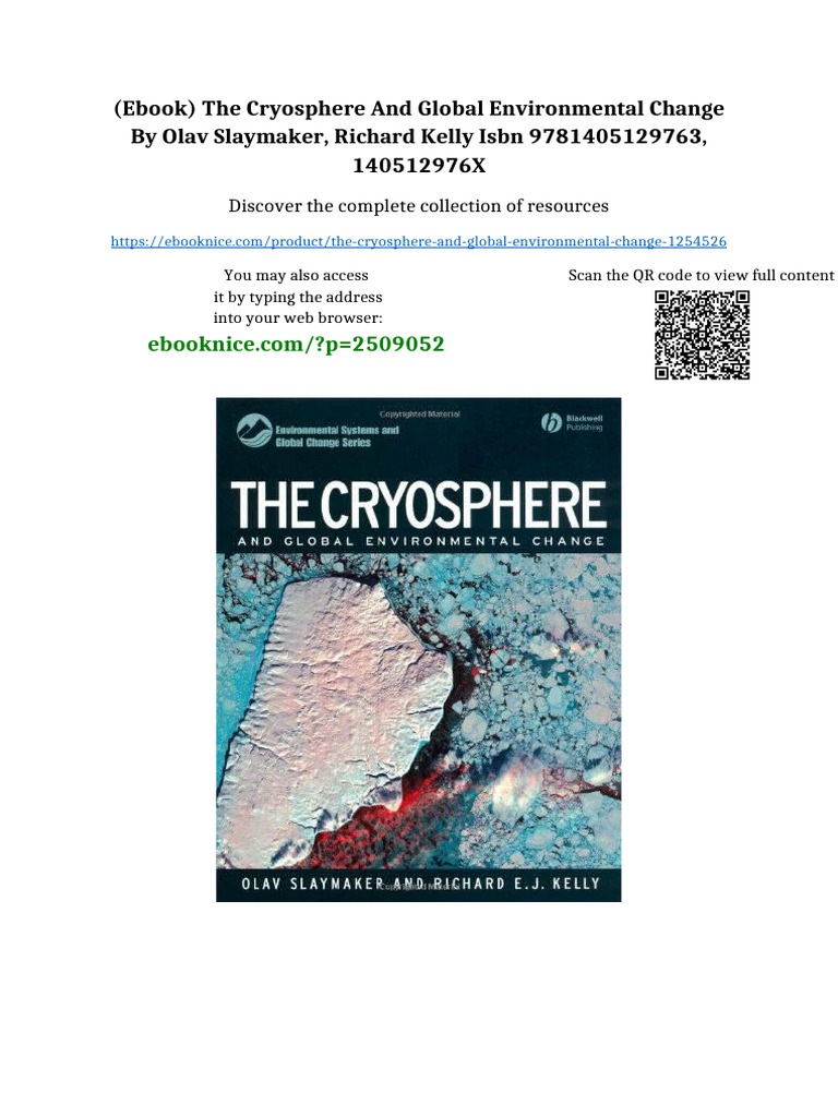 (Ebook) The Cryosphere and Global Environmental Change by Olav ...
