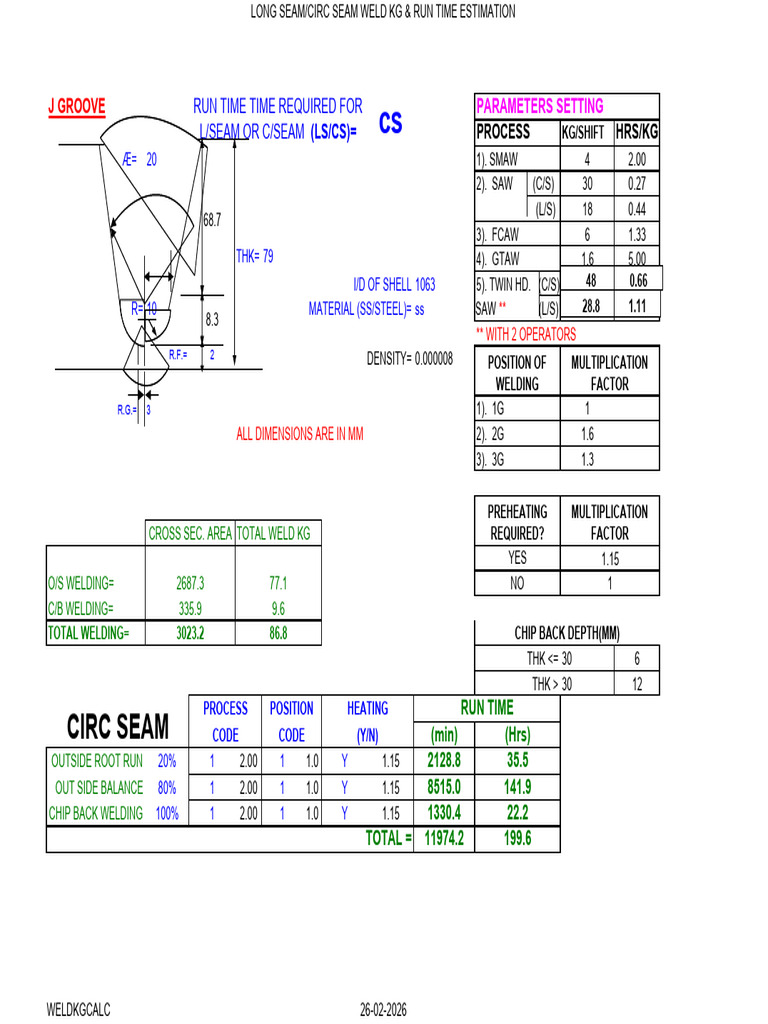 Weldkgcalc J Groove | PDF | Mechanical Engineering | Welding