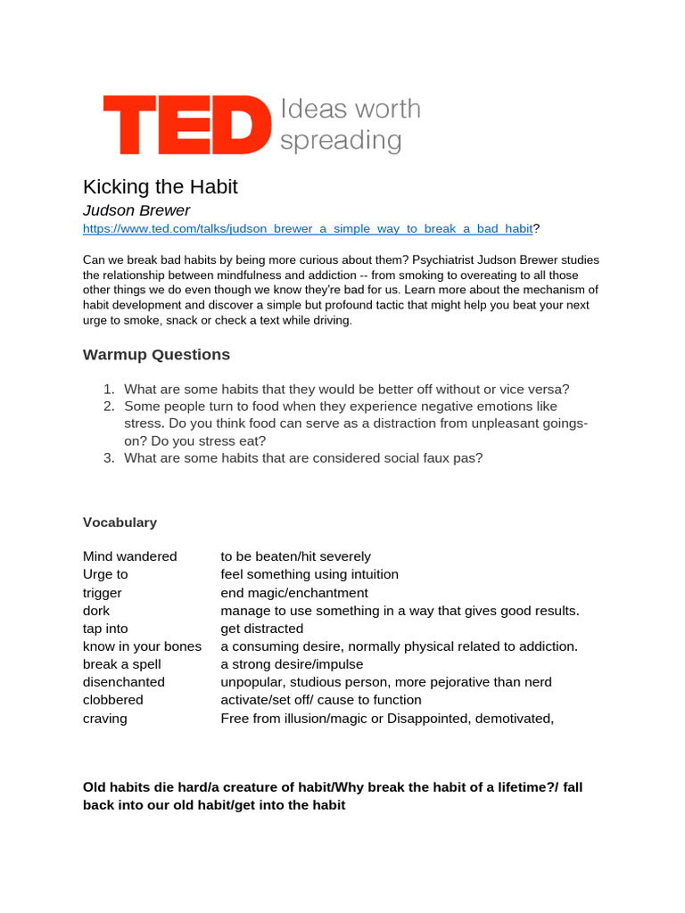 Kicking The Habit | PDF | Habits | Behavioural Sciences
