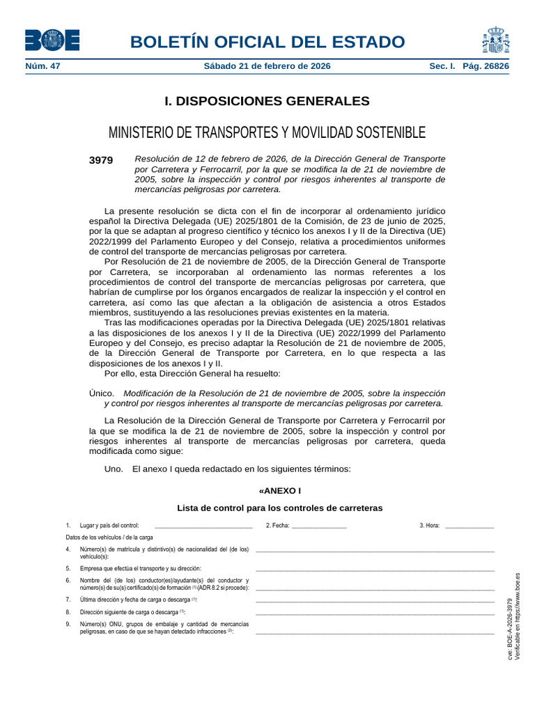 Boe A 2026 3979 | PDF | Transporte | Parlamento Europeo