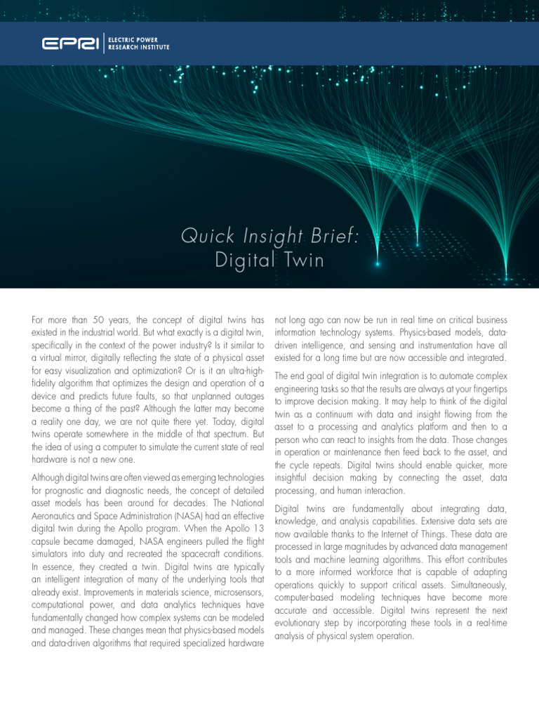 (13.) Quick Insight Brief - Digital Twin - EPRI - 3002022111 | PDF ...