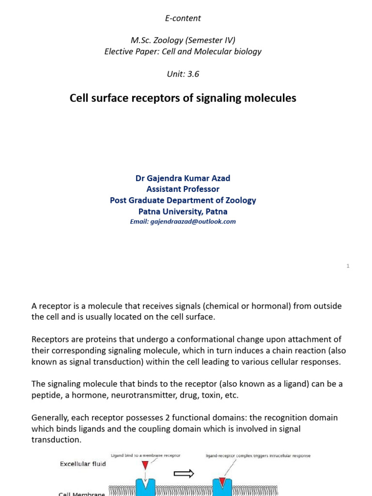 Cell Surface Receptors of Signalling Molecules | PDF | Cell Signaling ...