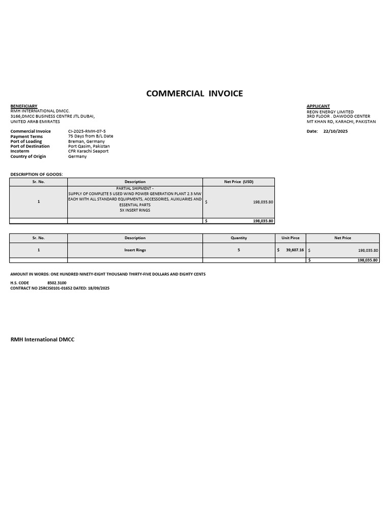 Invoices For Insert Rings | PDF | Power (Physics) | Electric Power