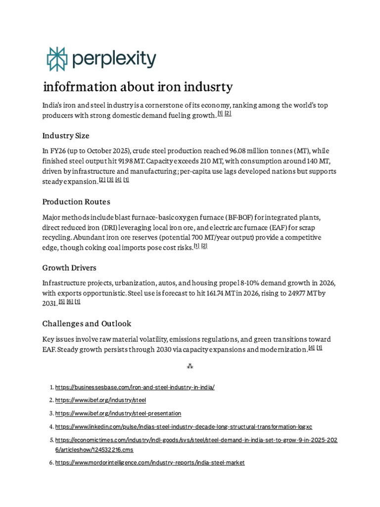 Infofrmation About Iron Indusrty | PDF