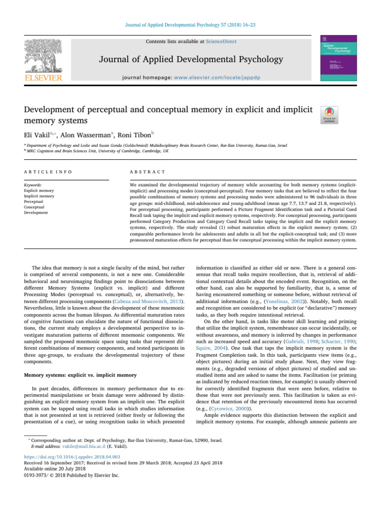 2 Conceptual Perceptual Memory | PDF | Memory | Priming (Psychology)