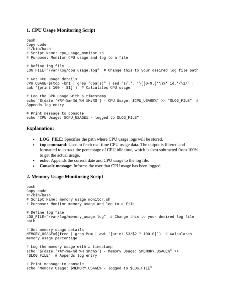 Write Scripts To Monitor System Resources. | PDF | Command Line ...