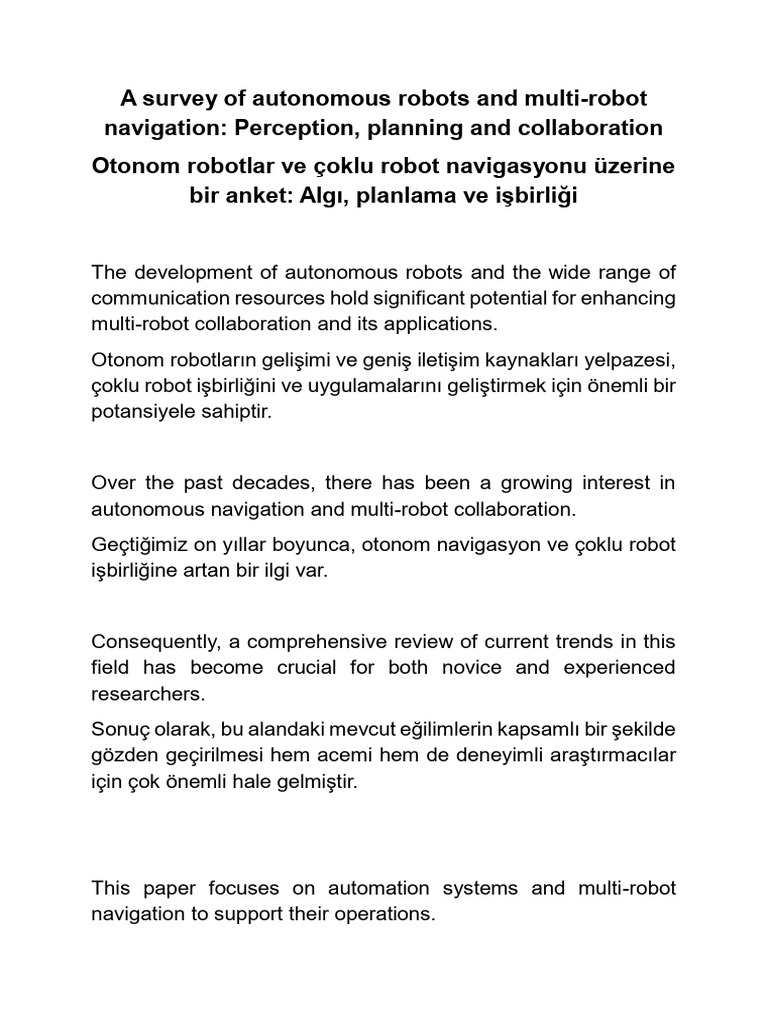 A Survey of Autonomous Robots and Multi | PDF