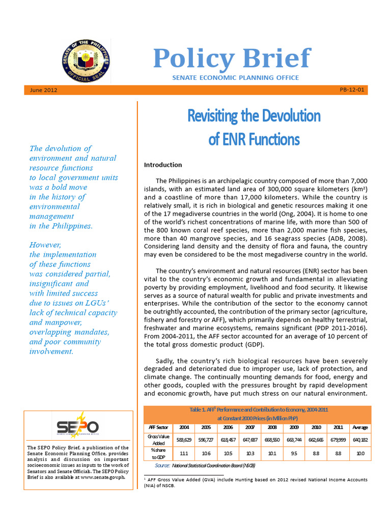 Revisiting ENR Devolution | PDF | Devolution | Gross Domestic Product