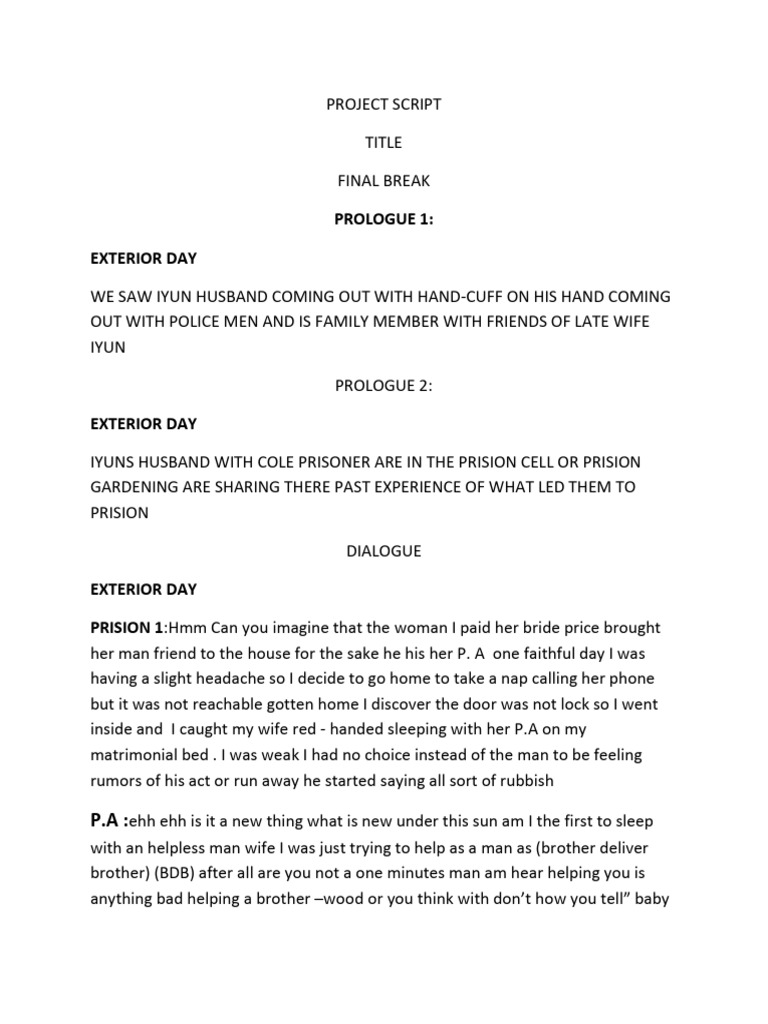 Final Break - Project Script | PDF