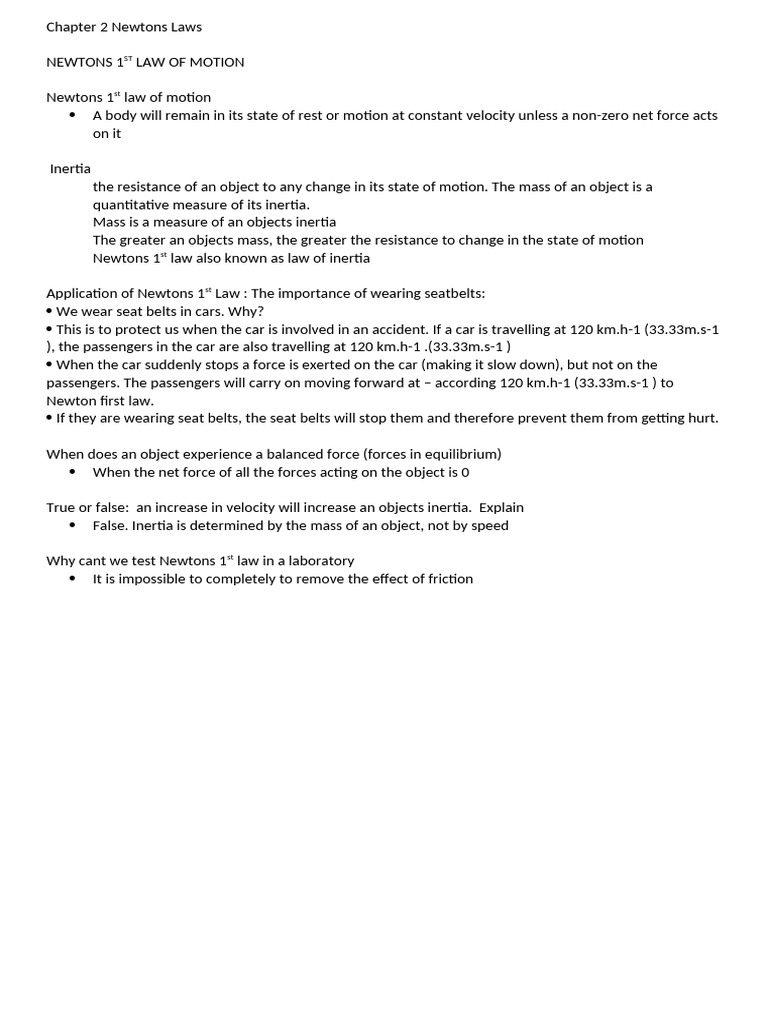 Chapter 2 Newtons Laws | PDF | Force | Newton's Laws Of Motion