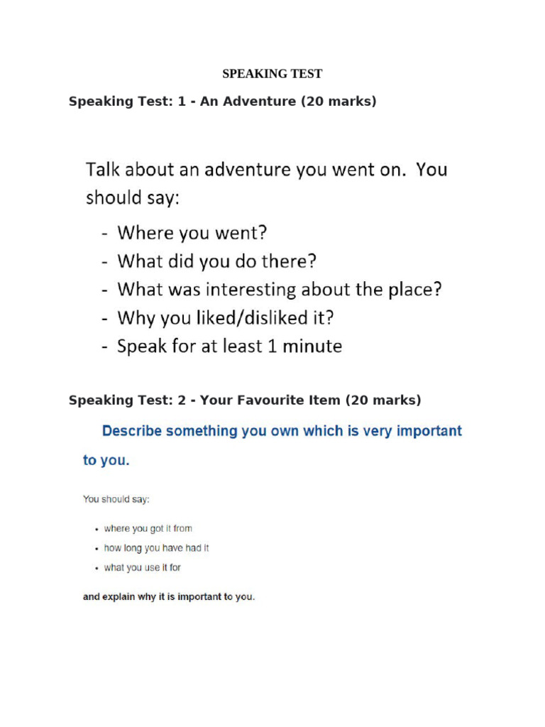 Speaking Test | PDF