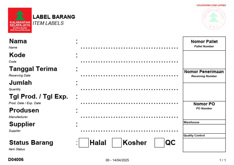 d04006 - Frm-Label Barang - Stempel Control | PDF