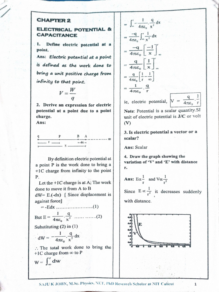 Phy Electrostatic Potential 12 TH | PDF