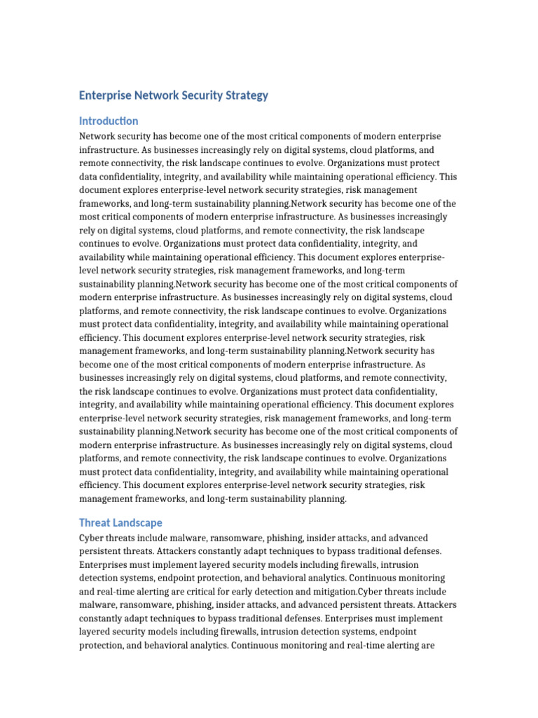 Document1 Enterprise Network Security | PDF | Security | Computer Security