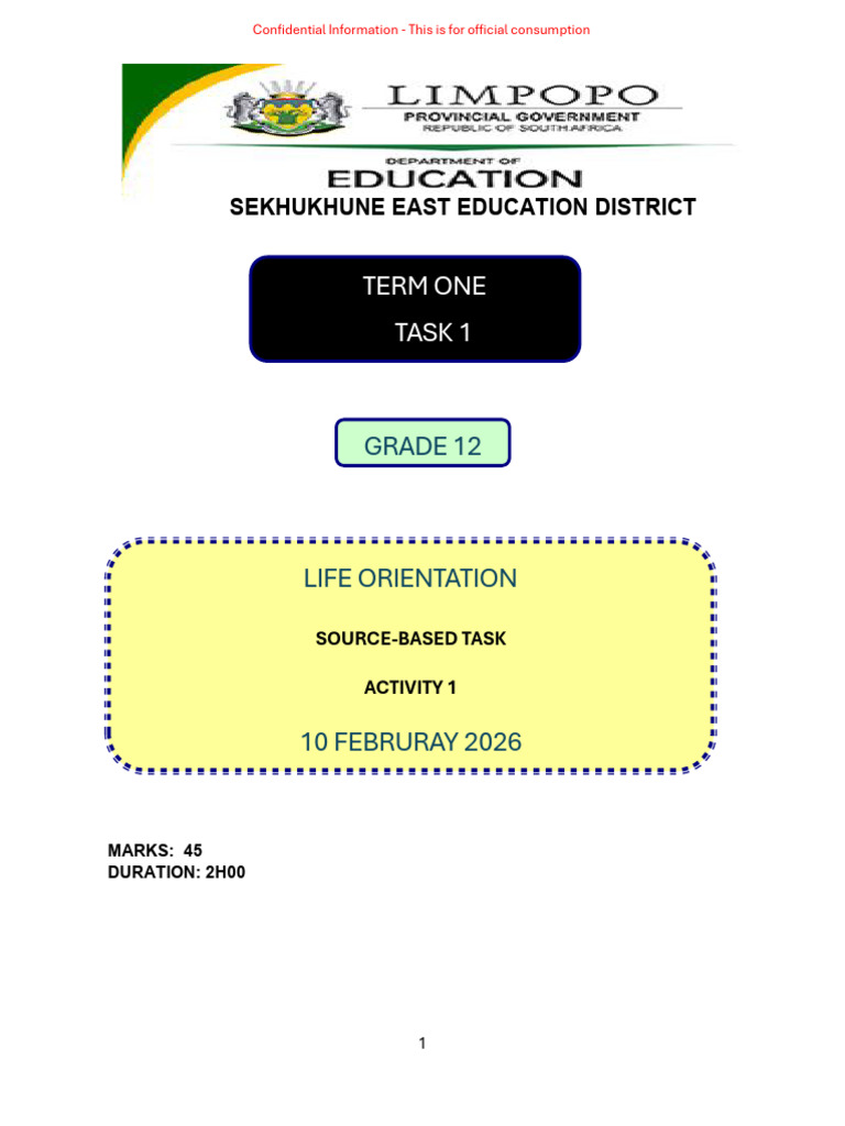 Lo Grade 12 Task 01, Activity 01, 2026 | PDF | Stress (Biology) | Learning