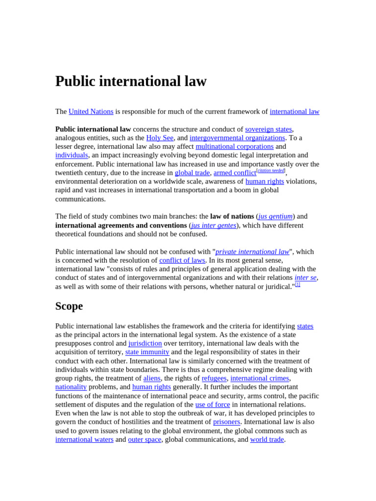 Public International Law | PDF | International Law | United Nations ...