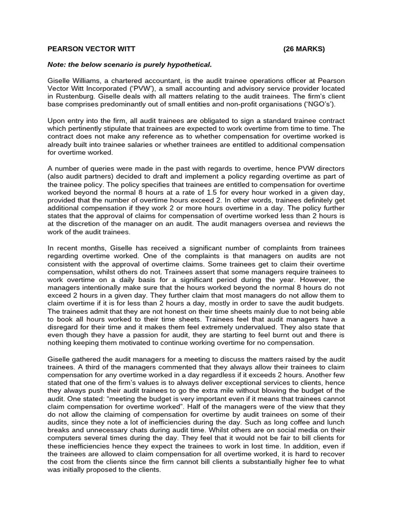 Pearson Vector Witt | PDF | Overtime | Audit