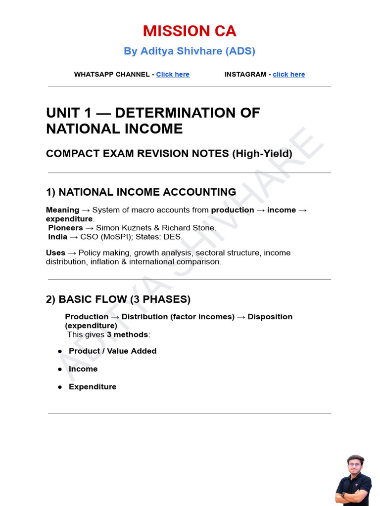 National Income - 10 Mins Summary Notes | PDF | Gross Domestic Product ...