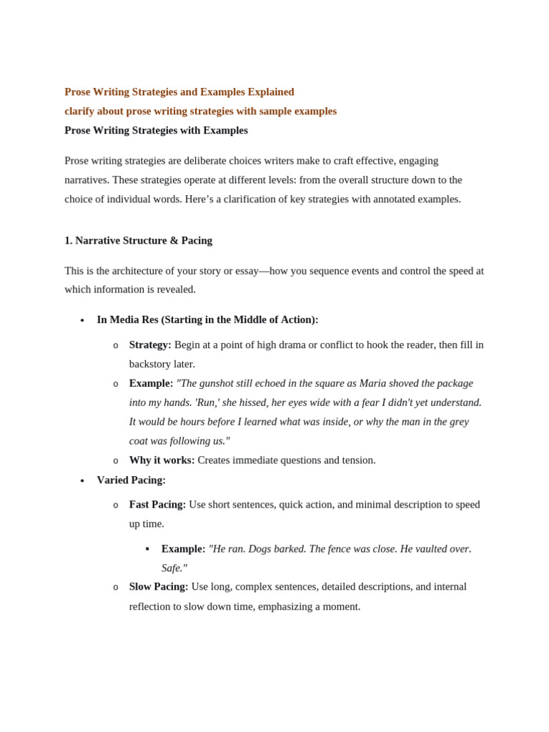 Prose Writing Strategies and Drama With Simple Examples | PDF ...