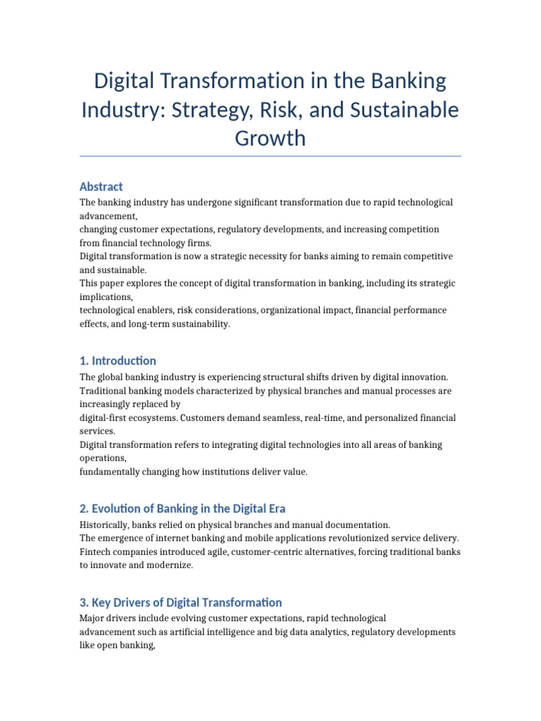 Digital Transformation in Banking | PDF | Financial Technology ...