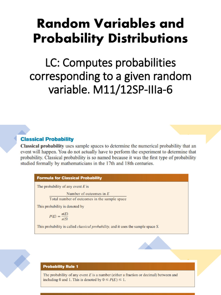 Putes Probabilities Corresponding To A Given Random Variable | PDF ...