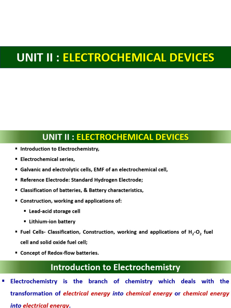 Unit - II Electrochemical Devices01 | PDF | Electrochemistry | Redox