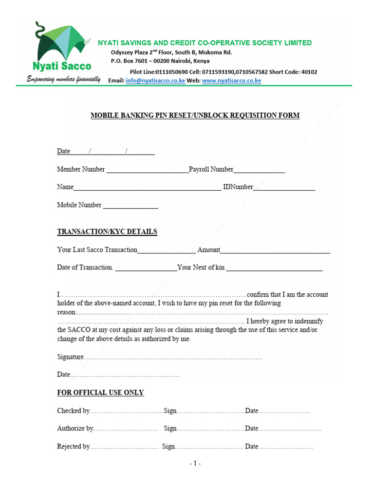 Pin Reset Simswap Form | PDF