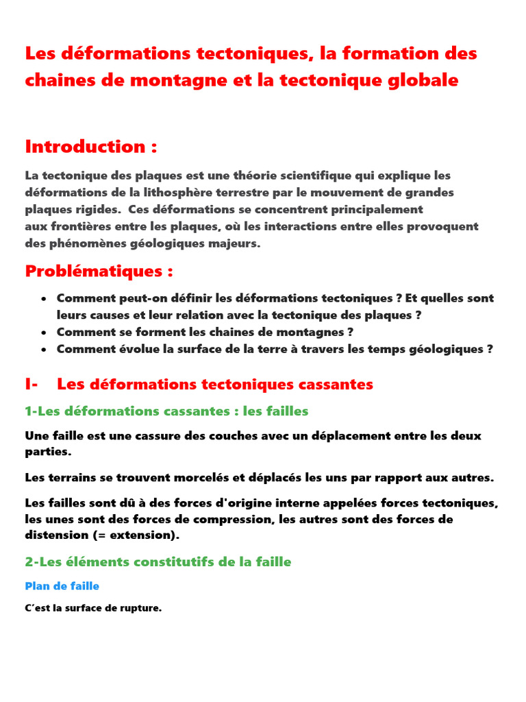 Les Déformations Tectoniques | PDF | Faille (Géologie) | Tectonique des ...