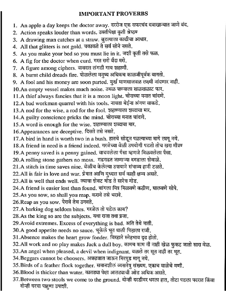 Important 178 Proverbs | PDF